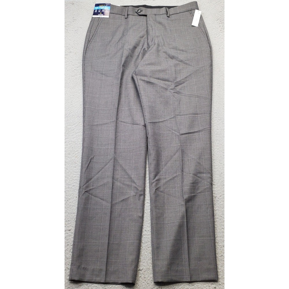 Staffords Pants Mens 34x32 Multi Houndstooth Classic Fit Flat Front Straight Leg